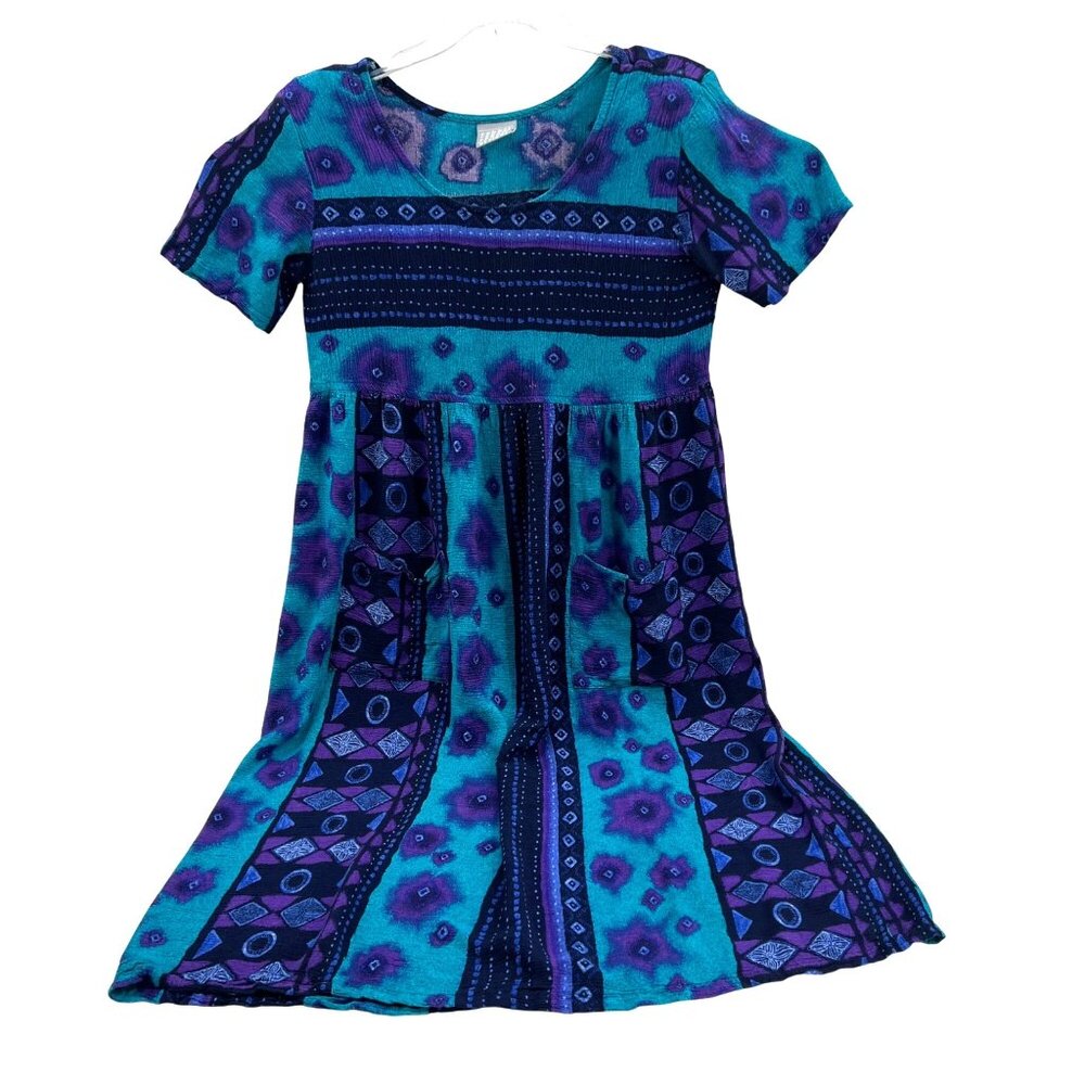 Rabbit Rabbit Rabbit Designs Multicolor Boho Dress Size 12 90s‎ Vintage
